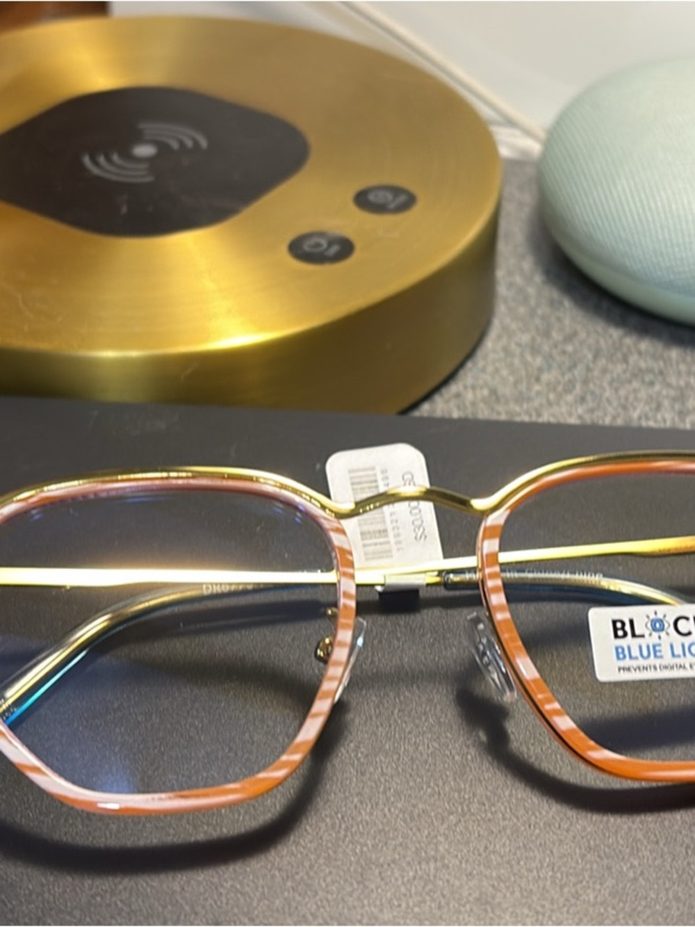 Free People Gold Frame Glasses with Orange Striped Rims